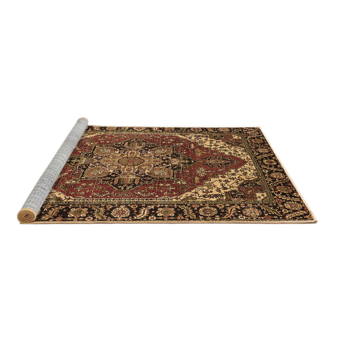 Sideview of Machine Washable Persian Brown Traditional Rug, wshurb1201brn