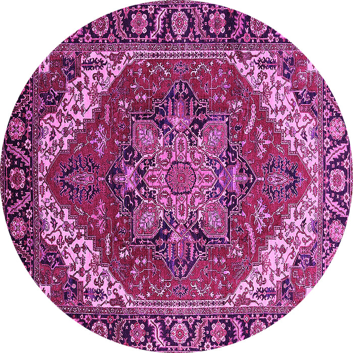 Round Machine Washable Persian Pink Traditional Rug, wshurb1201pnk