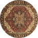 Round Machine Washable Persian Brown Traditional Rug, wshurb1201brn