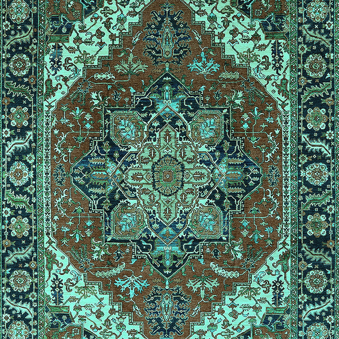 Machine Washable Persian Turquoise Traditional Area Rugs, wshurb1201turq