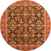 Round Machine Washable Oriental Orange Industrial Area Rugs, wshurb1202org