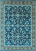 Machine Washable Oriental Light Blue Industrial Rug, wshurb1202lblu