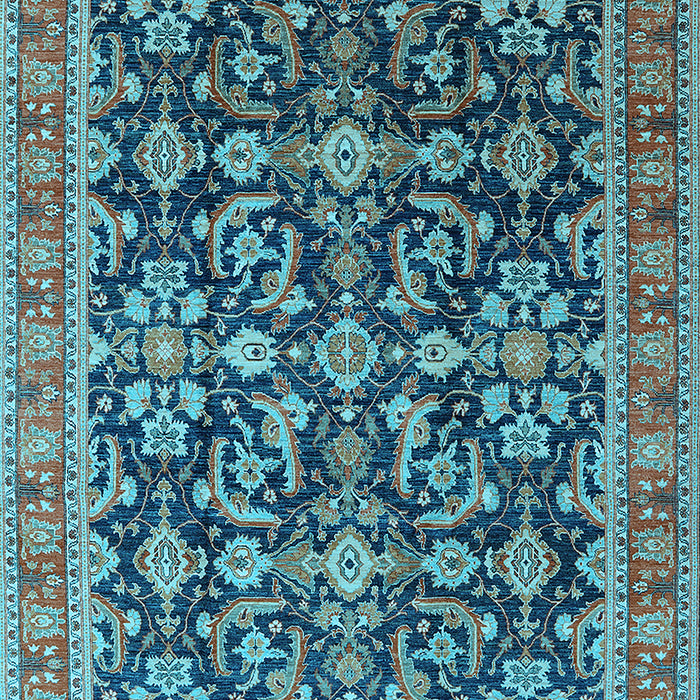 Machine Washable Oriental Light Blue Industrial Rug, wshurb1202lblu