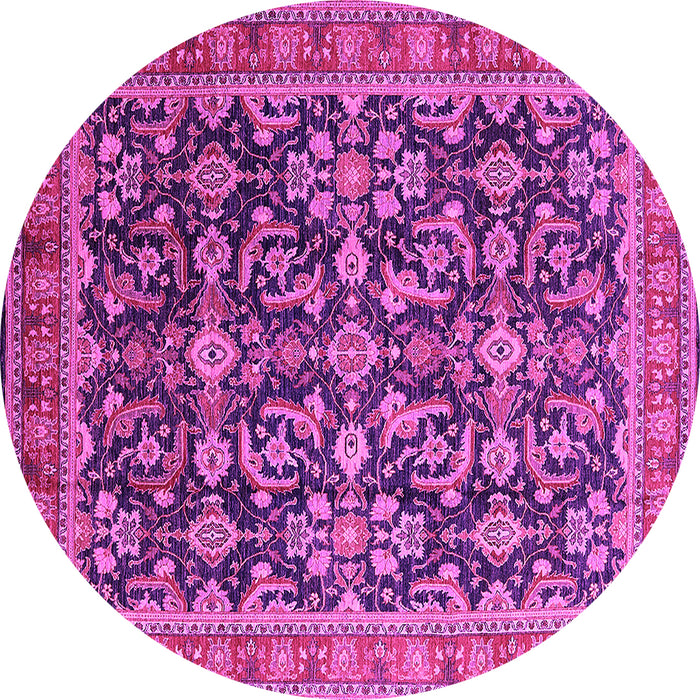 Round Machine Washable Oriental Pink Industrial Rug, wshurb1202pnk