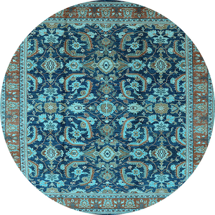 Round Oriental Light Blue Industrial Rug, urb1202lblu