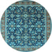 Round Oriental Light Blue Industrial Rug, urb1202lblu