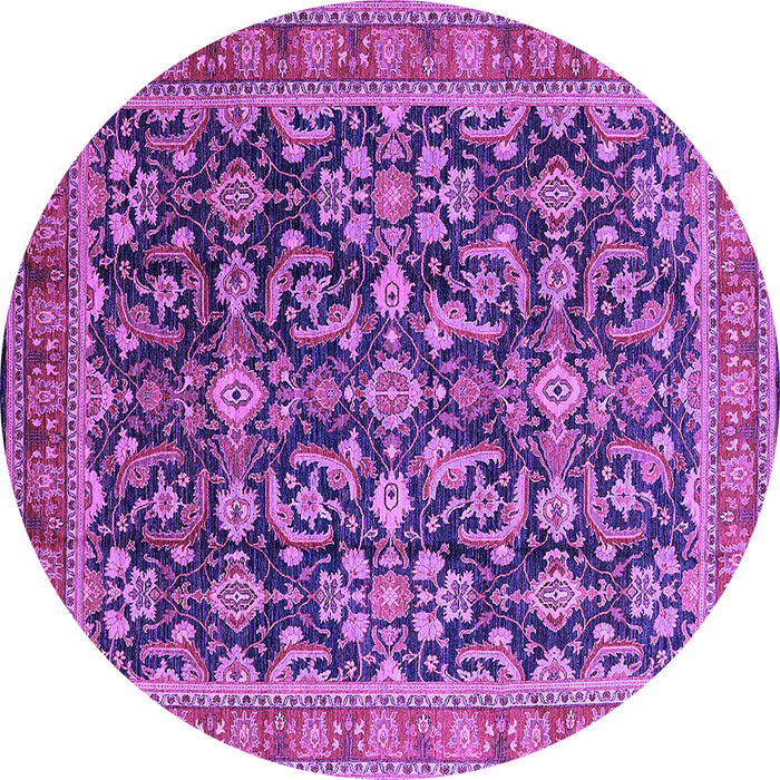 Round Machine Washable Oriental Purple Industrial Area Rugs, wshurb1202pur