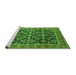 Sideview of Machine Washable Oriental Green Industrial Area Rugs, wshurb1202grn
