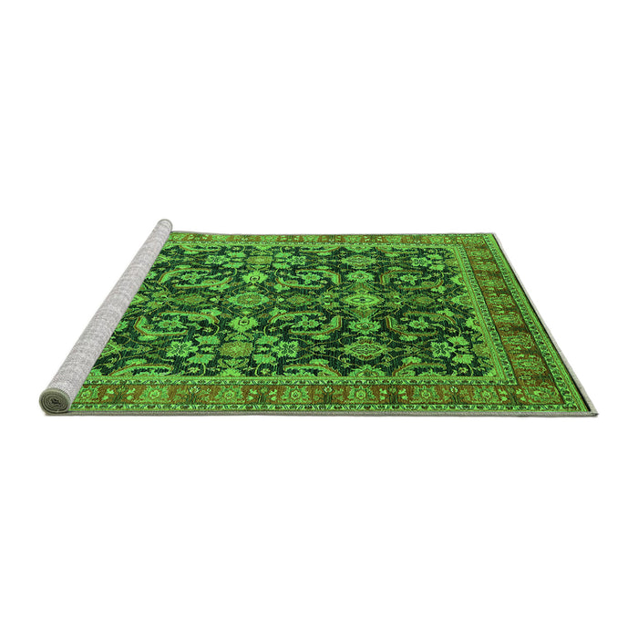 Sideview of Machine Washable Oriental Green Industrial Area Rugs, wshurb1202grn