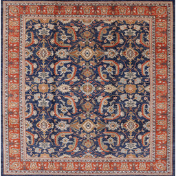 Square Mid-Century Modern Maroon Purple Oriental Rug, urb1202