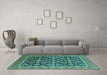 Machine Washable Oriental Turquoise Industrial Area Rugs in a Living Room,, wshurb1202turq