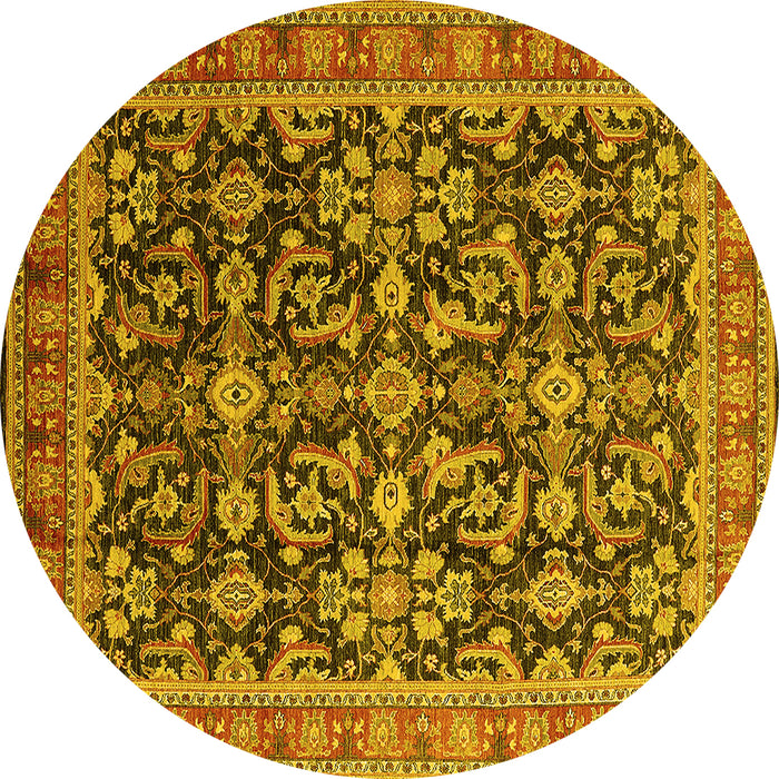 Round Oriental Yellow Industrial Rug, urb1202yw