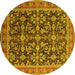 Round Oriental Yellow Industrial Rug, urb1202yw