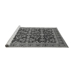 Sideview of Machine Washable Oriental Gray Industrial Rug, wshurb1202gry