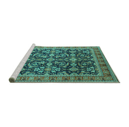 Sideview of Machine Washable Oriental Turquoise Industrial Area Rugs, wshurb1202turq