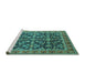 Sideview of Machine Washable Oriental Turquoise Industrial Area Rugs, wshurb1202turq