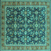 Square Oriental Turquoise Industrial Rug, urb1202turq