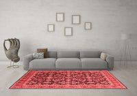 Machine Washable Oriental Red Industrial Rug, wshurb1202red