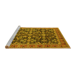 Sideview of Machine Washable Oriental Yellow Industrial Rug, wshurb1202yw