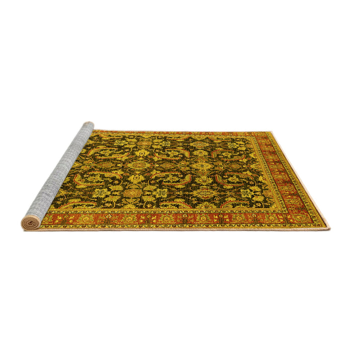 Sideview of Machine Washable Oriental Yellow Industrial Rug, wshurb1202yw
