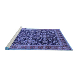Sideview of Machine Washable Oriental Blue Industrial Rug, wshurb1202blu
