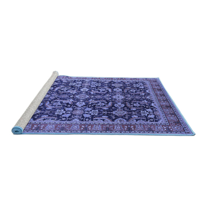 Sideview of Machine Washable Oriental Blue Industrial Rug, wshurb1202blu