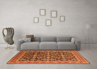 Machine Washable Oriental Orange Industrial Rug, wshurb1202org