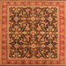 Square Machine Washable Oriental Orange Industrial Area Rugs, wshurb1202org