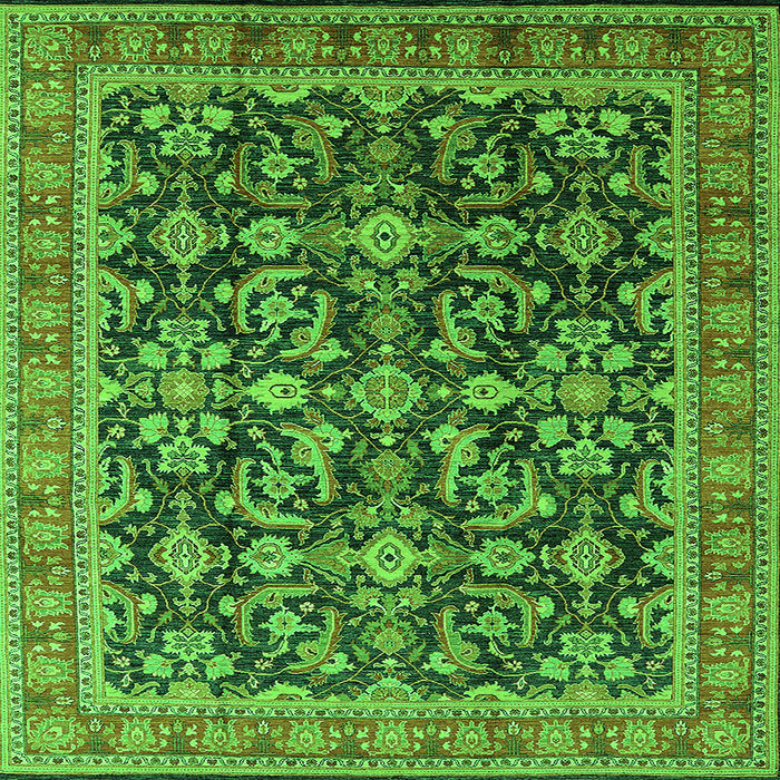 Square Machine Washable Oriental Green Industrial Area Rugs, wshurb1202grn
