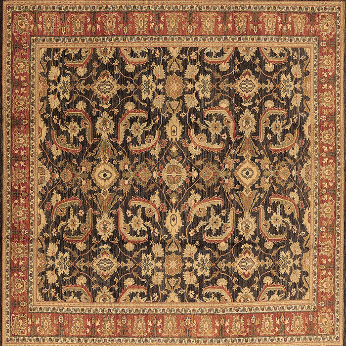 Square Machine Washable Oriental Brown Industrial Rug, wshurb1202brn