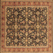 Square Machine Washable Oriental Brown Industrial Rug, wshurb1202brn