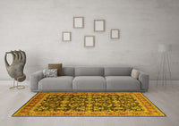 Machine Washable Oriental Yellow Industrial Rug, wshurb1202yw