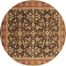 Round Oriental Brown Industrial Rug, urb1202brn