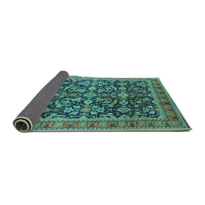 Sideview of Oriental Turquoise Industrial Rug, urb1202turq