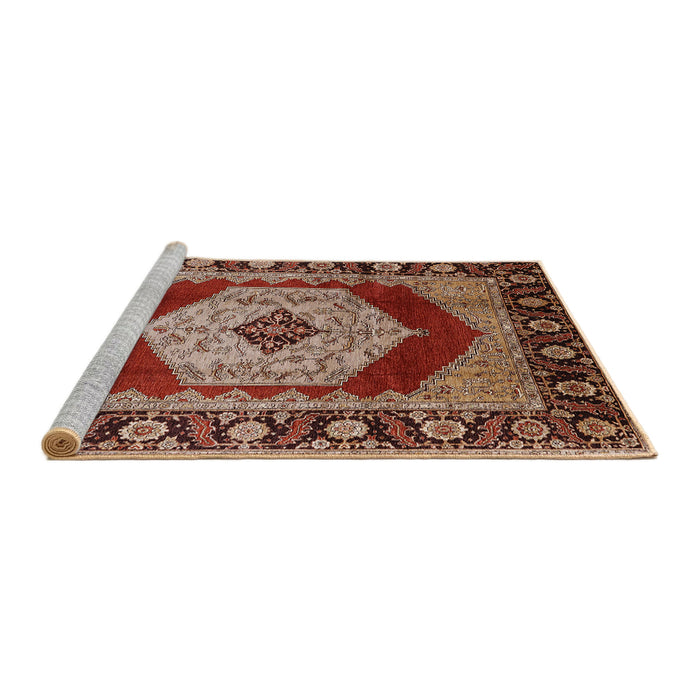 Sideview of Machine Washable Industrial Modern Light Copper Gold Rug, wshurb1203