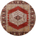 Round Mid-Century Modern Light Copper Gold Persian Rug, urb1203