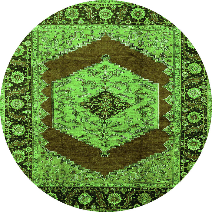 Round Machine Washable Persian Green Traditional Area Rugs, wshurb1203grn