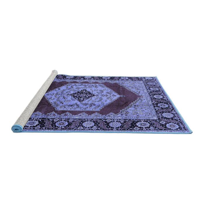 Sideview of Machine Washable Persian Blue Traditional Rug, wshurb1203blu