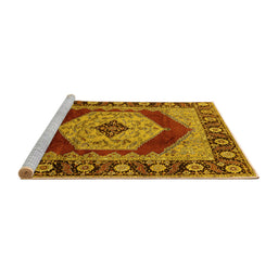 Sideview of Machine Washable Persian Yellow Traditional Rug, wshurb1203yw