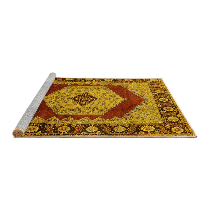 Sideview of Machine Washable Persian Yellow Traditional Rug, wshurb1203yw