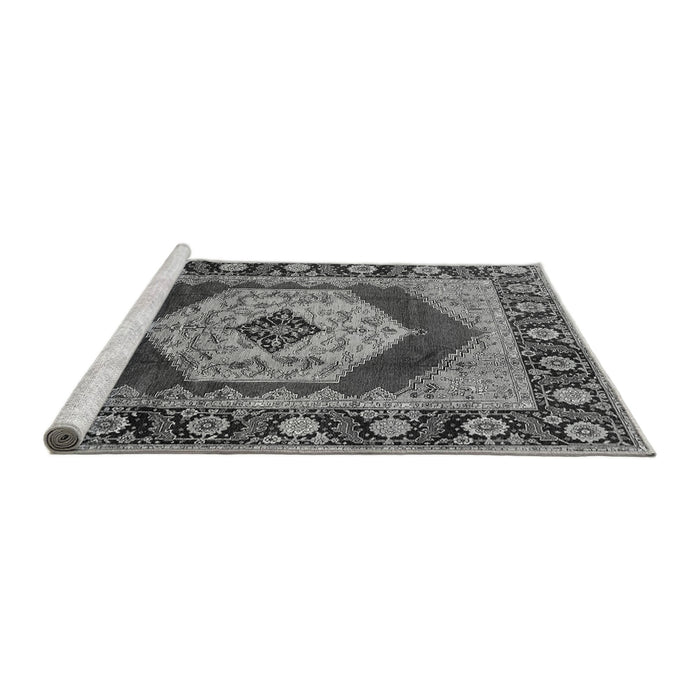 Sideview of Machine Washable Persian Gray Traditional Rug, wshurb1203gry