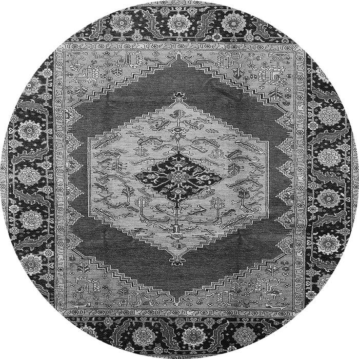 Round Persian Gray Traditional Rug, urb1203gry