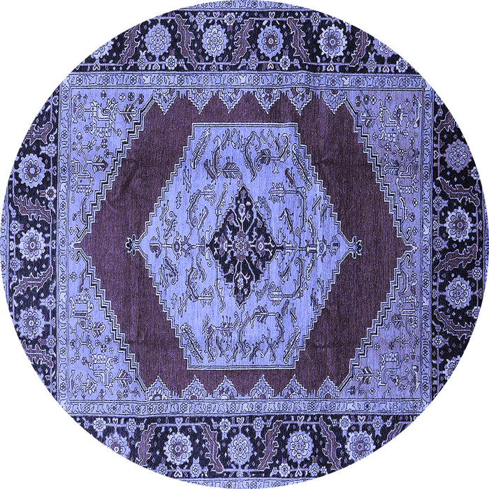 Round Machine Washable Persian Blue Traditional Rug, wshurb1203blu