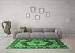 Machine Washable Persian Emerald Green Traditional Area Rugs in a Living Room,, wshurb1203emgrn