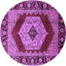 Round Machine Washable Persian Purple Traditional Area Rugs, wshurb1203pur