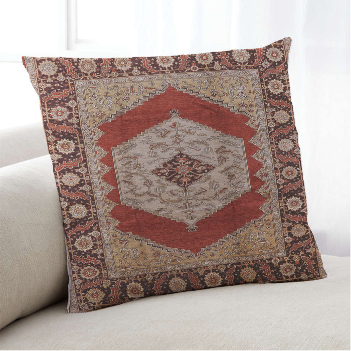 Lifestyle Image of Mid-Century Modern Urban Square Light Copper Gold Throw Pillow, 18 inch by 18 inch, pwurb1203