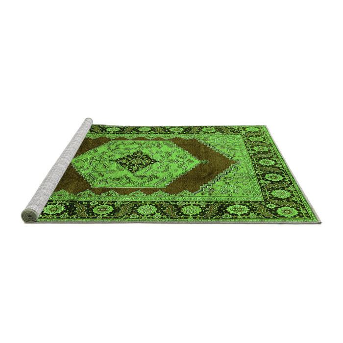 Sideview of Machine Washable Persian Green Traditional Area Rugs, wshurb1203grn
