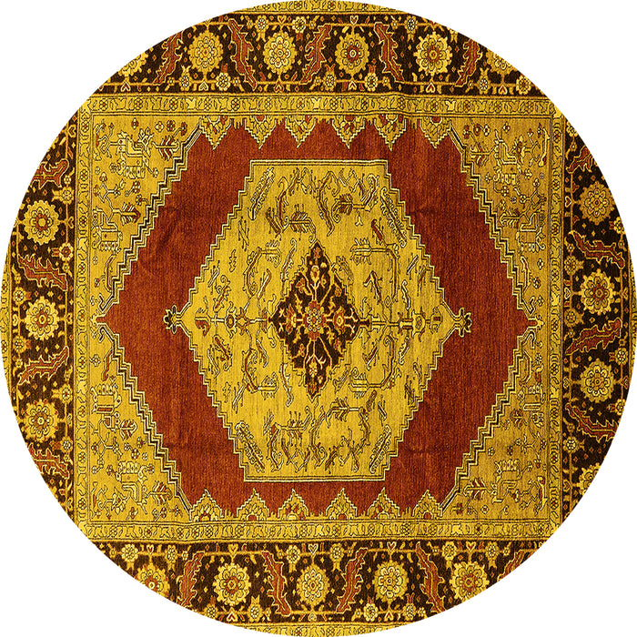 Round Persian Yellow Traditional Rug, urb1203yw