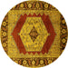 Round Persian Yellow Traditional Rug, urb1203yw