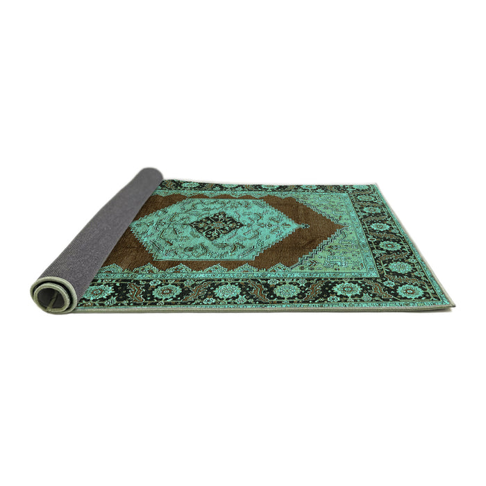 Sideview of Persian Turquoise Traditional Rug, urb1203turq